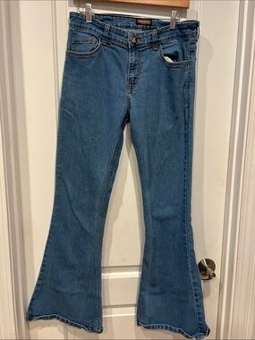 Women's Mid Blue Flare Jeans - Wide Leg